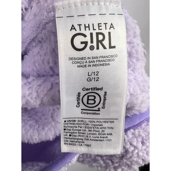 Athleta Girl Hooded Sherpa Pullover, Lavender Purple Fleece Cozy Kangaroo Pocket - Picture 15 of 16